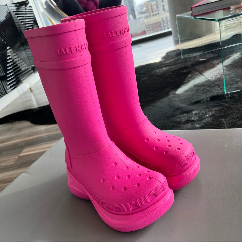 Pink Balenciaga Croc Boots